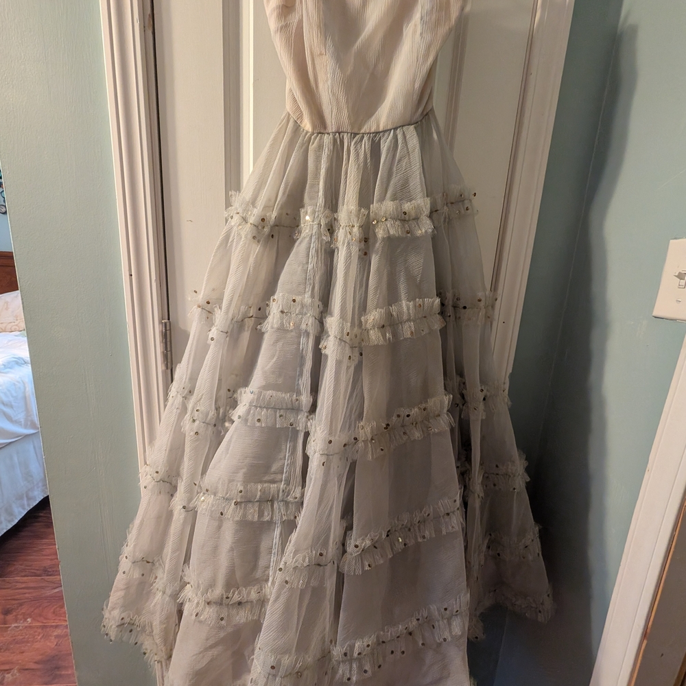 Elegant White Gown with Tulle Layers